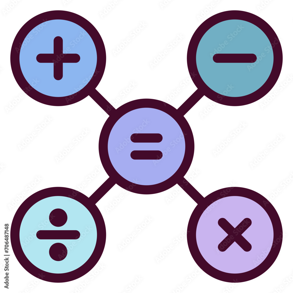 Mathematics Outline Colour Icon Mathematics Outline Colour Icon