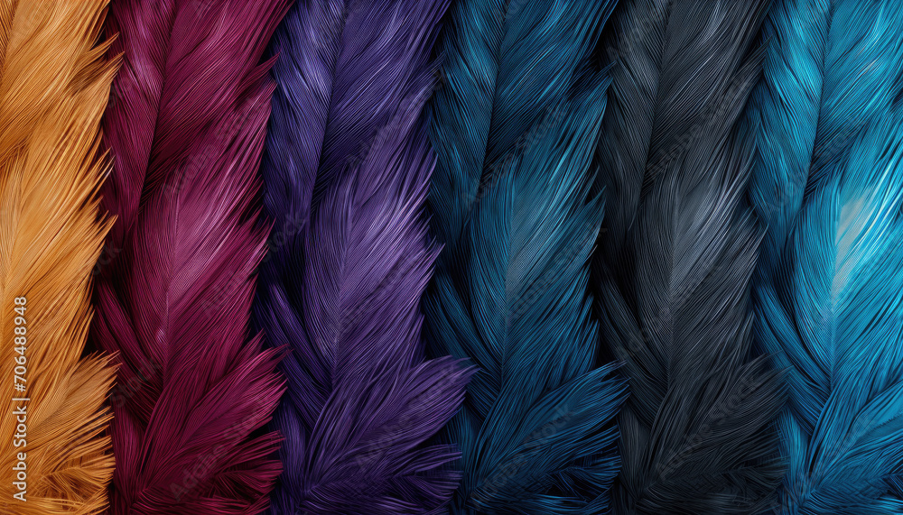Abstract feather texture background, wallpaper, colourful feather texture, 7:4