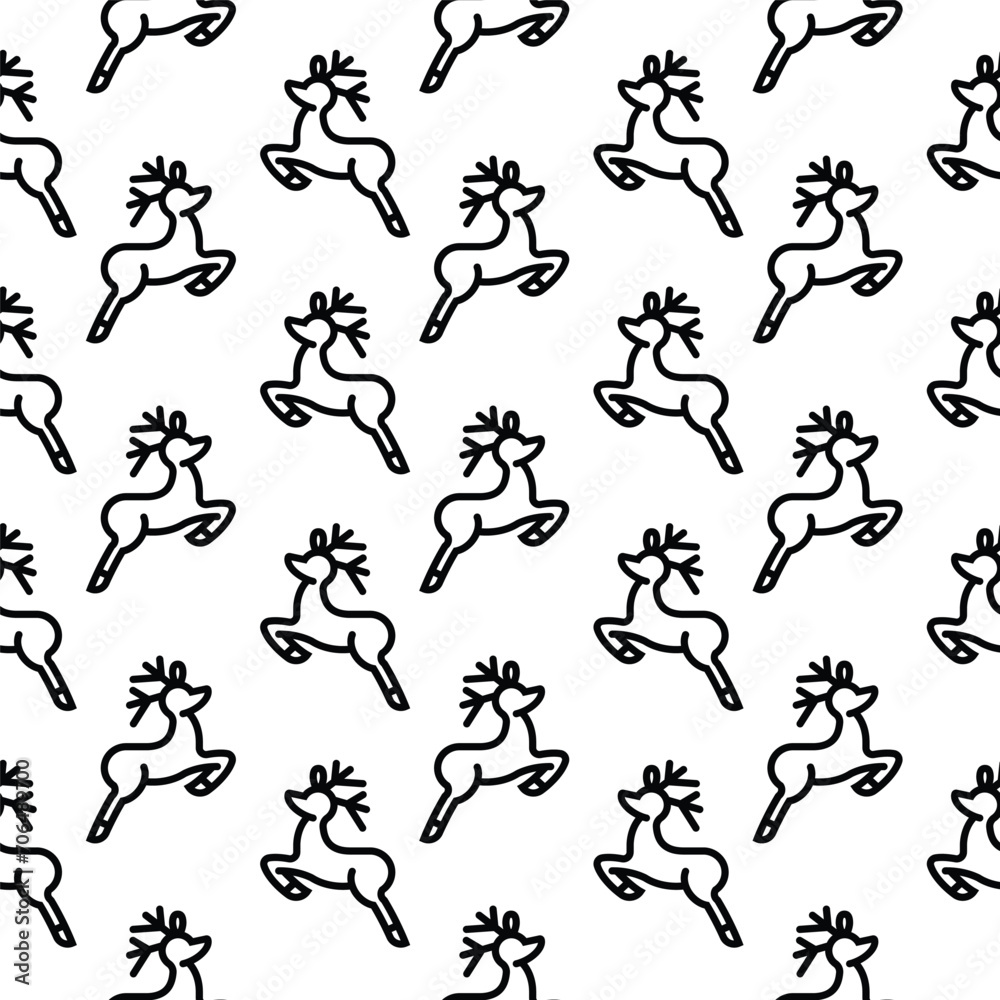 Seamless pattern. Original vector illustration. The icon of a Christmas tree toy in the form of a deer.