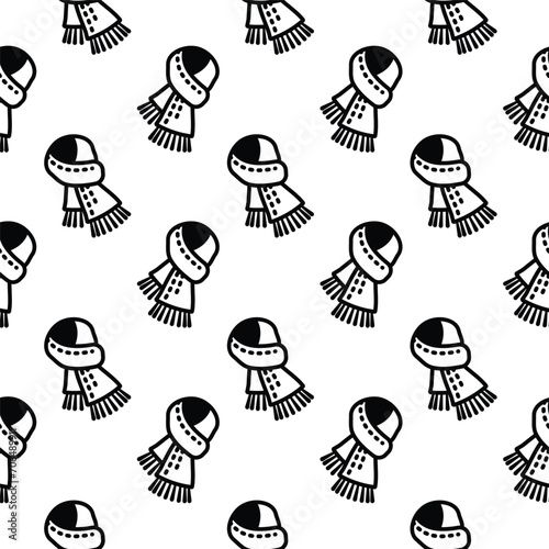 Seamless pattern. Original vector illustration. The icon of a knitted warm scarf.