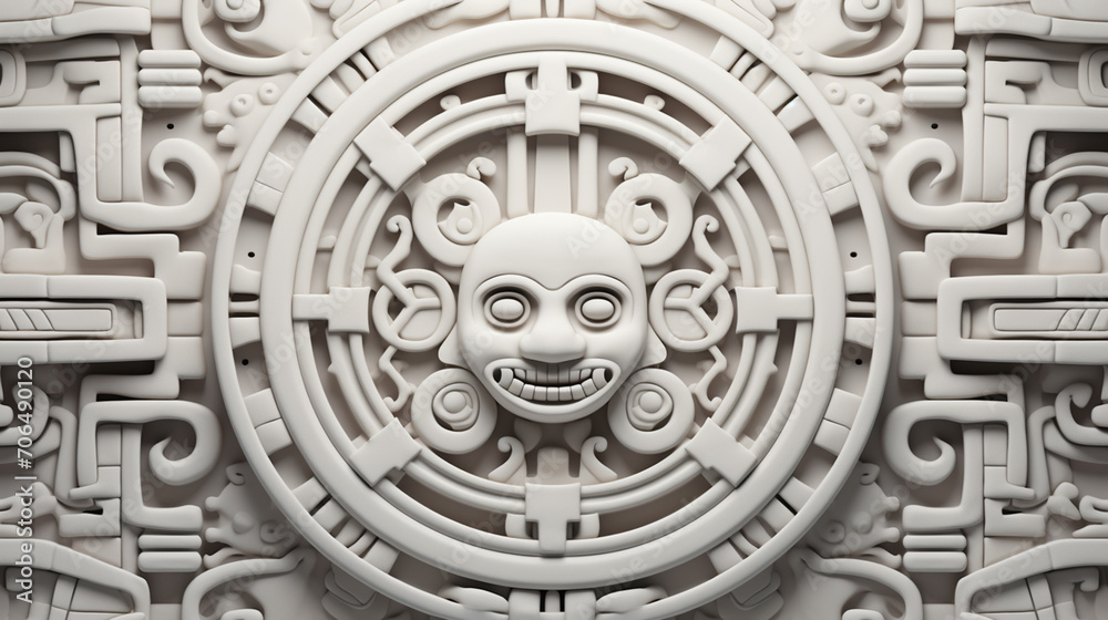 Decorative elements isolated on white background. Ethnic background. Aztec geometric ornament.