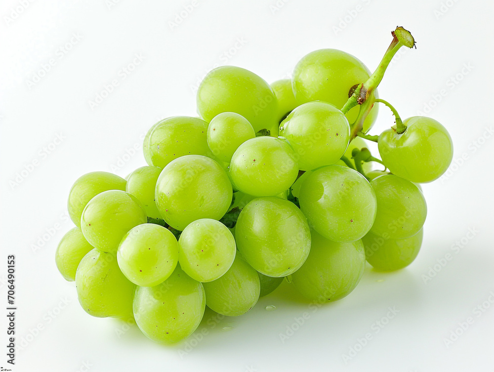 Fresh green grape isolated on white background. Minimalist style. Fresh green grape isolated on white background. Minimalist style.