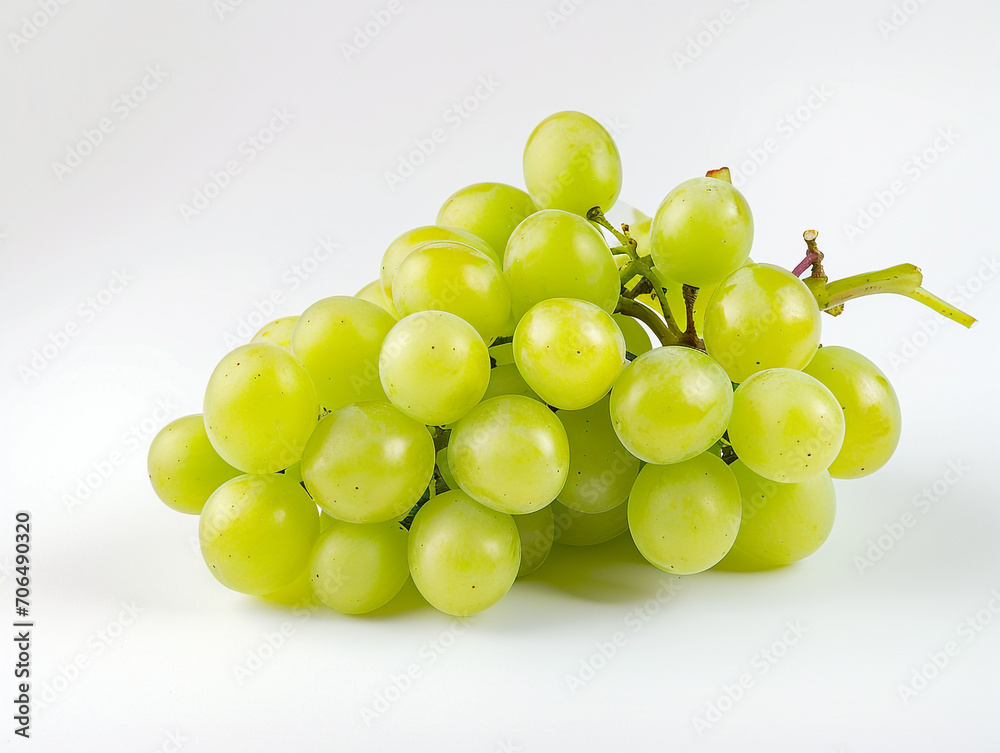 Fresh green grape isolated on white background. Minimalist style. 