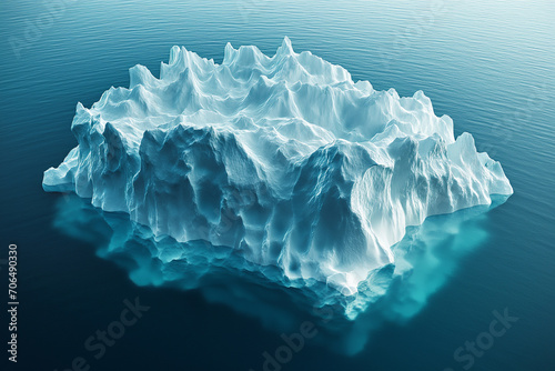 3d image sections of a.Iceberg floating in the middle of the sea. photo