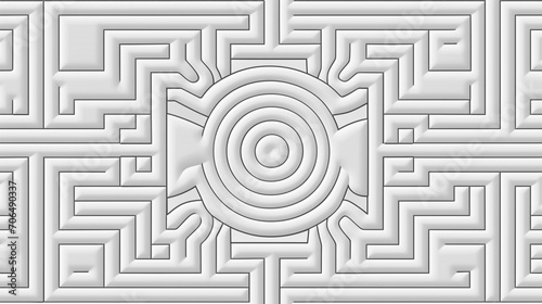Black white pattern with symbols similar to Egyptian