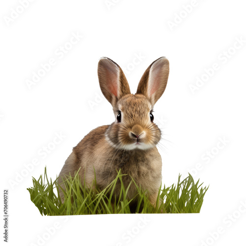 Bunny rabbit in the grass on a transparent background AI © brillianata