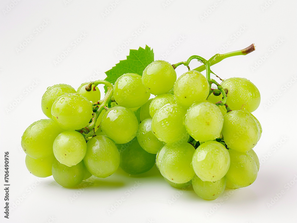 Fresh green grape isolated on white background. Minimalist style. Fresh green grape isolated on white background. Minimalist style.