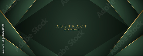 dark green and gold lines luxury premium background.