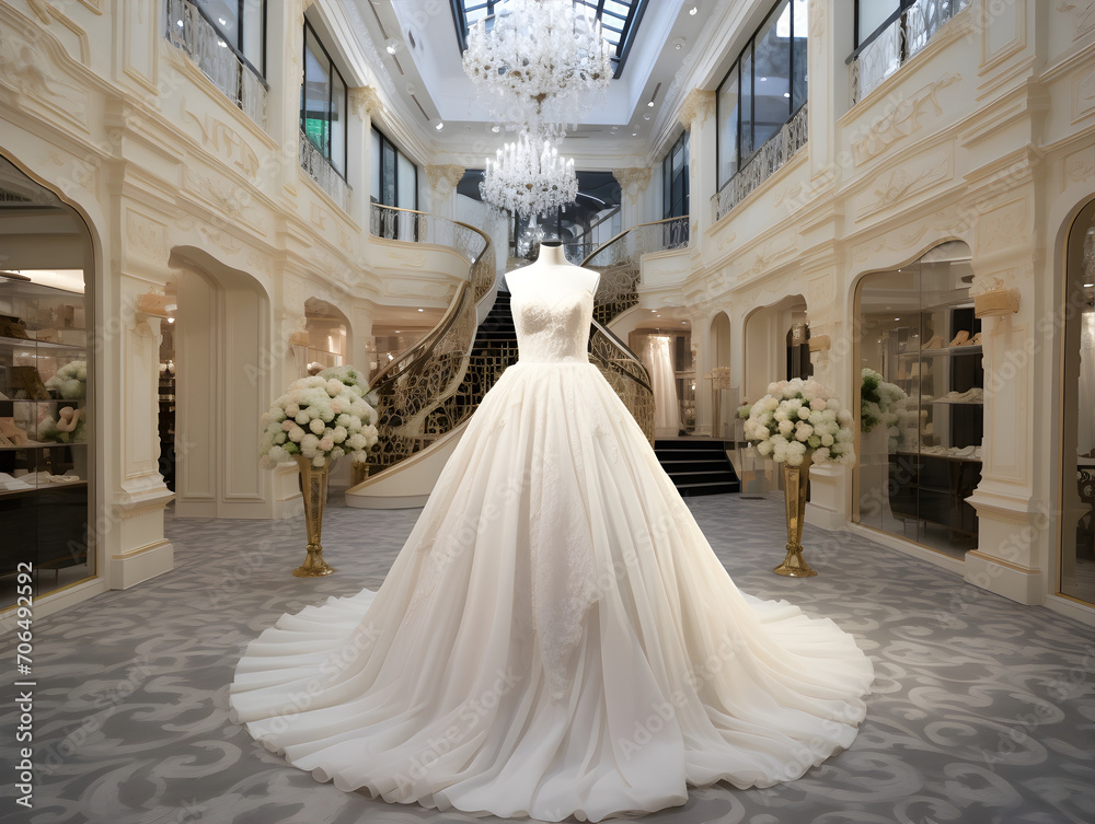 Obraz premium Luxury Elegant and Expensive Woman Wedding Dress and Clothes AI Artwork