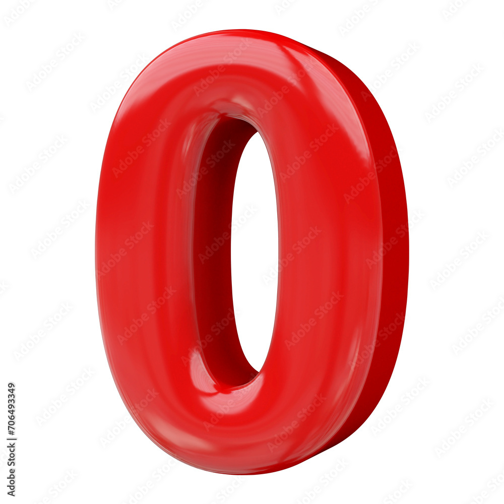 0 number red 3d render