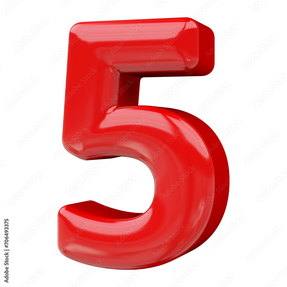 5 number red 3d render 5 number red 3d render
