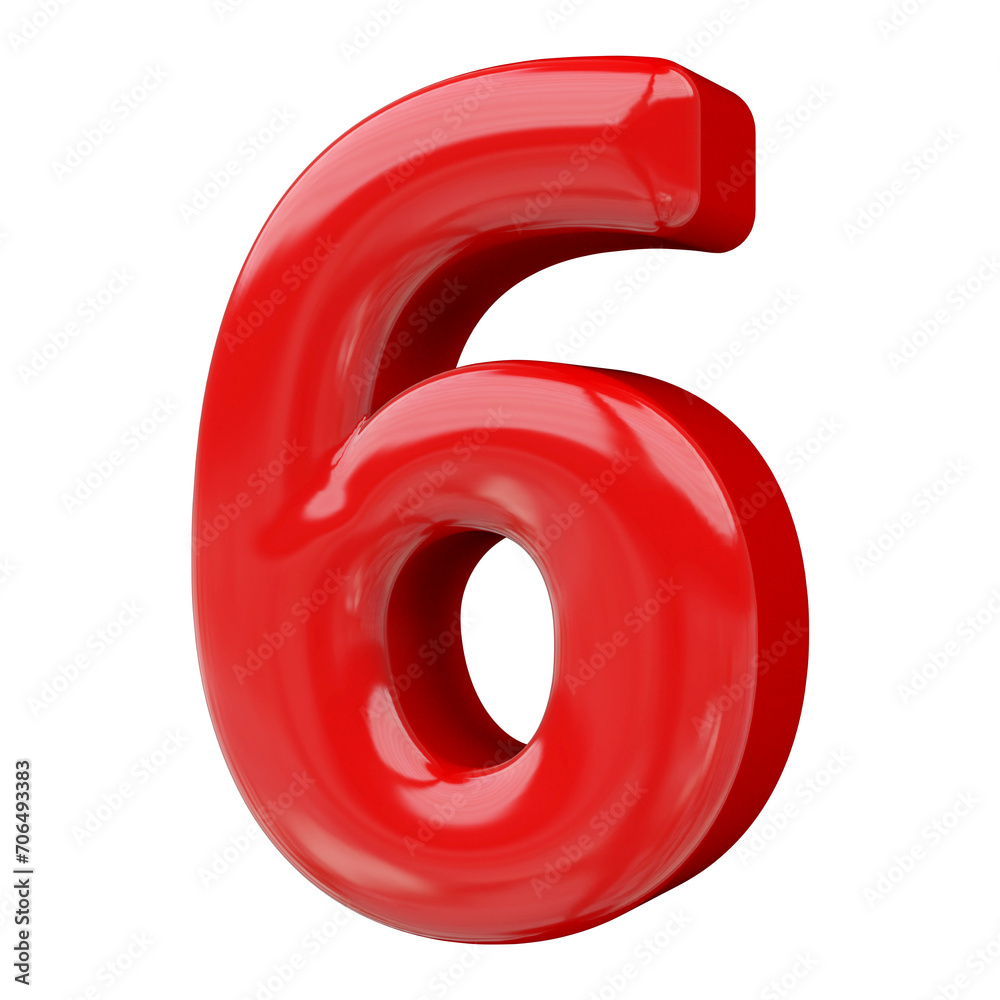 6 number red 3d render 6 number red 3d render
