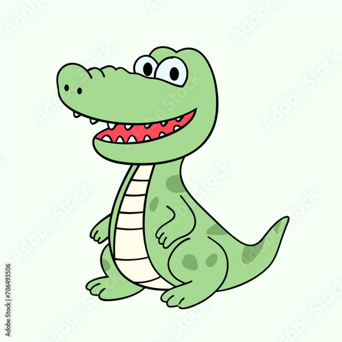 Vector flat cute crocodile illustration with white background