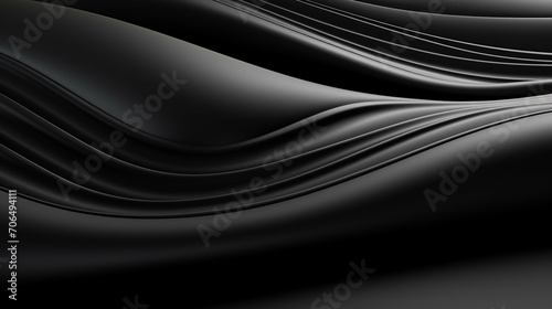 Abstract futuristic dark black background with waved design. Realistic 3d wallpaper with luxury flowing lines. Elegant backdrop for poster © alexkich