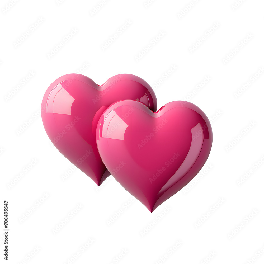 2 pink heart shape balloon floating on a white background 3d render semi realistic