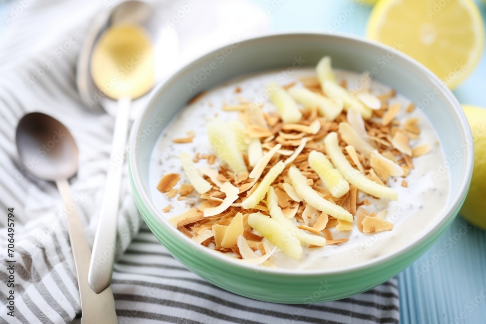 pina colada smoothie bowl with toasted coconut strips pina colada smoothie bowl with toasted coconut strips