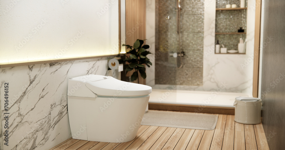Toilet and decoartion on modern zen toilet room japan style. Toilet and decoartion on modern zen toilet room japan style.