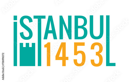 vector conquest of istanbul logo. istanbul and 1453
