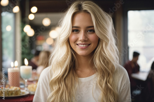 young woman portrait in the birthday party