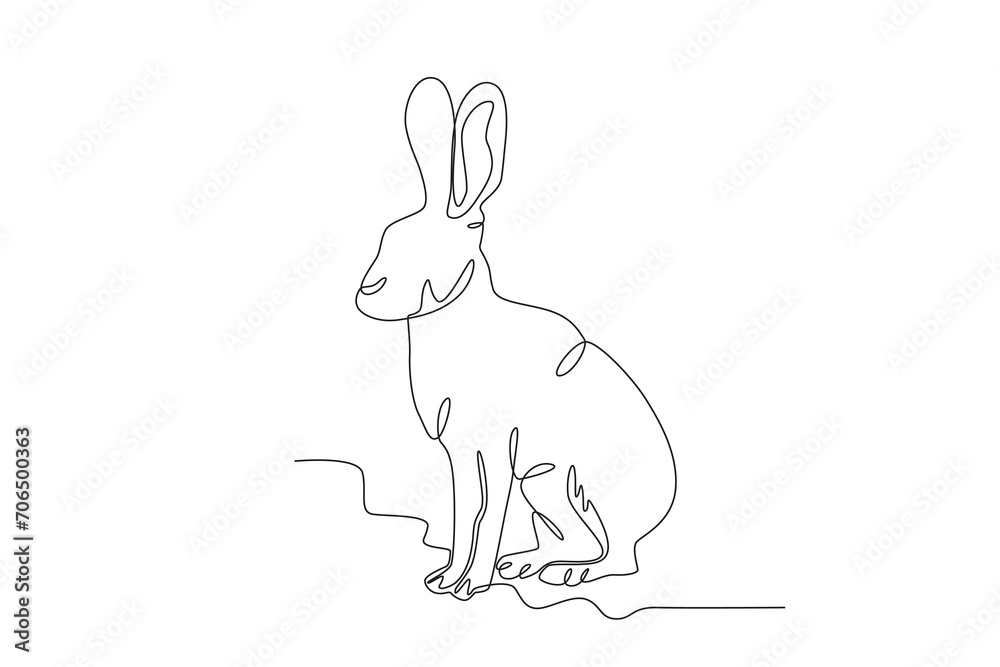 A rabbit is sitting. World Wildlife Day one-line drawing A rabbit is sitting. World Wildlife Day one-line drawing