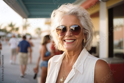 portrait of a old woman in the Miami beach