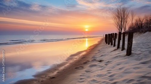 The Breathtaking View of Sunrise Over the Sandy Beaches photo