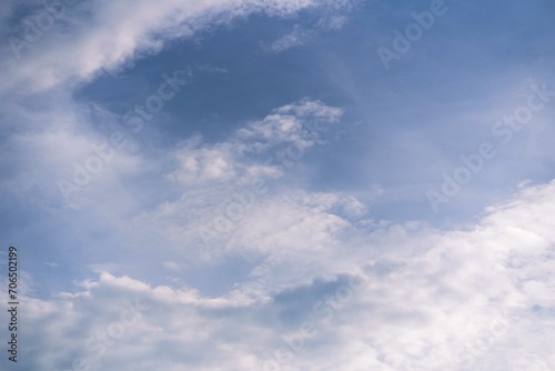 Summer blue sky cloud gradient light white background. Beauty clear cloudy in sunshine calm bright winter air bacground. Gloomy vivid cyan landscape in environment day horizon skyline view spring wind