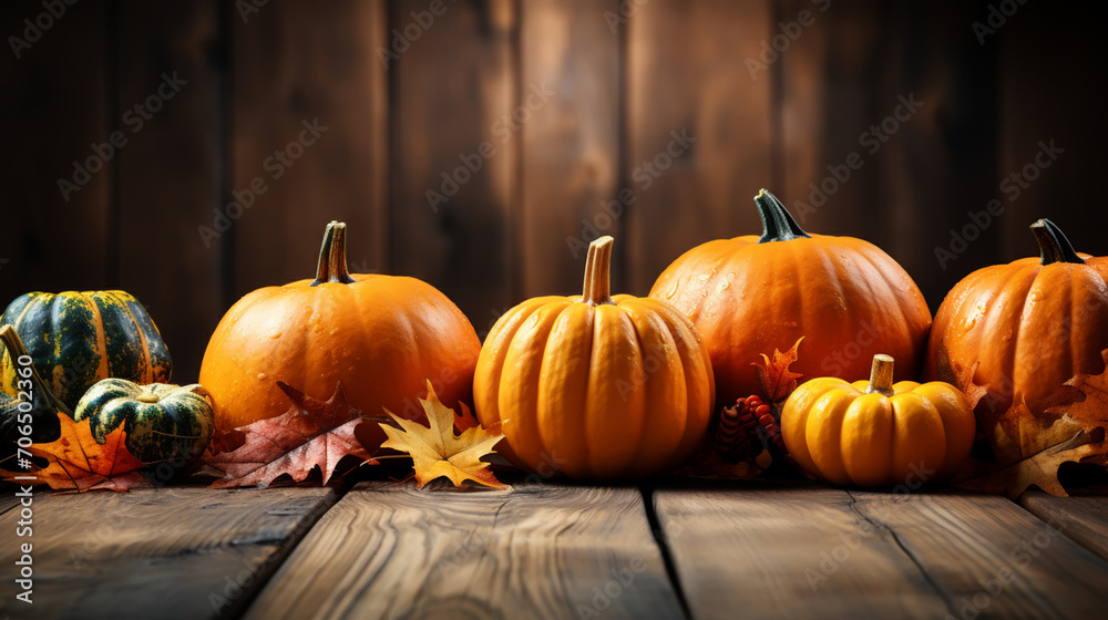 Thanksgiving day still life, background with empty copy space. Pumpkin harvest in wicker basket. Halloween decoration fall design. Thanksgiving day still life, background with empty copy space. Pumpkin harvest in wicker basket. Halloween decoration fall design.