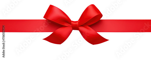 Long red ribbon isolated on transparent background