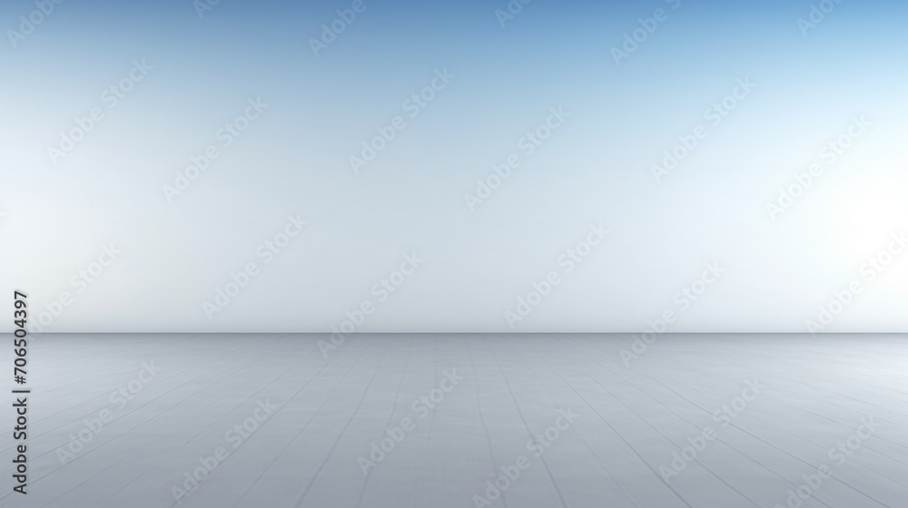 Universal minimalistic blue background for presentation. A light blue wall in the interior with beautiful built-in lighting and a smooth floor.