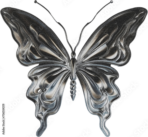 Isolated silver metallic butterfly
