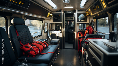 Interior of an ambulance. High key.