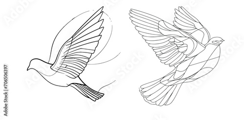 White dove in one continuous line drawing.