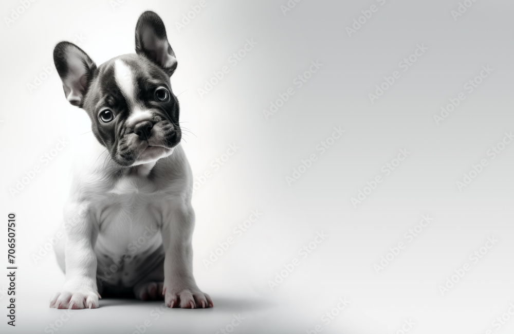 Cute French bulldog puppy on white background