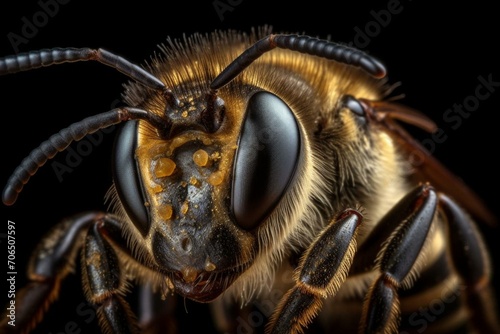 Detailed close-up of a stunning bee. Generative AI © Beatriz