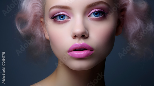 Glamorous Lips with Pink Lipstick - Beauty and Fashion Editorial