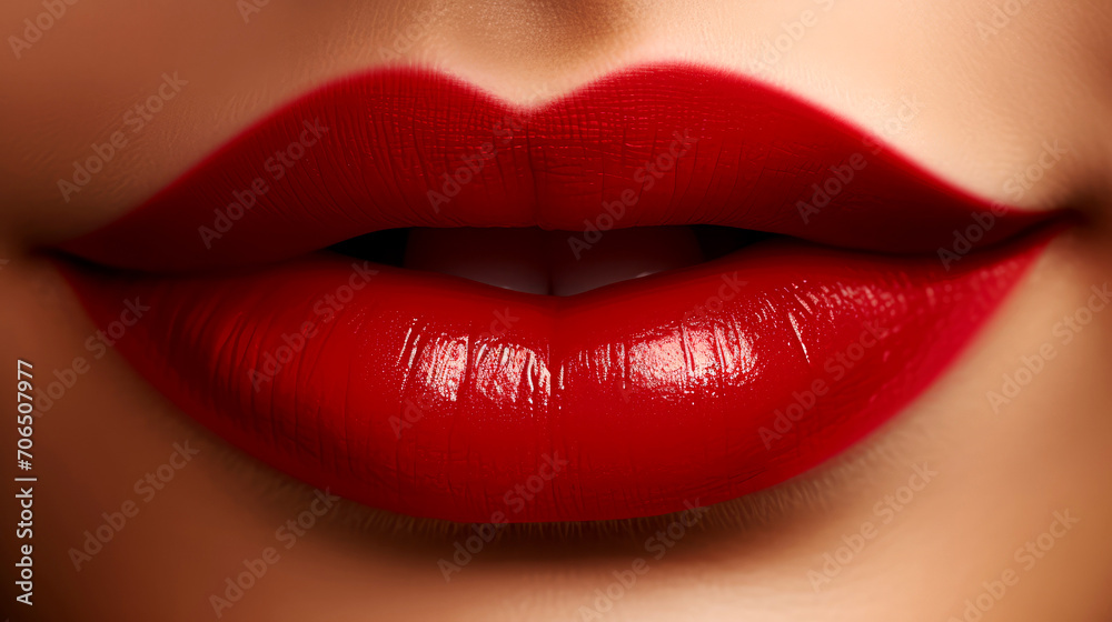 Red Lips Elegance: Close-Up Beauty and Glamour in Vibrant Passion Red Lips Elegance: Close-Up Beauty and Glamour in Vibrant Passion