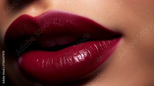 Red Lips Elegance  Close-Up Beauty and Glamour in Vibrant Passion