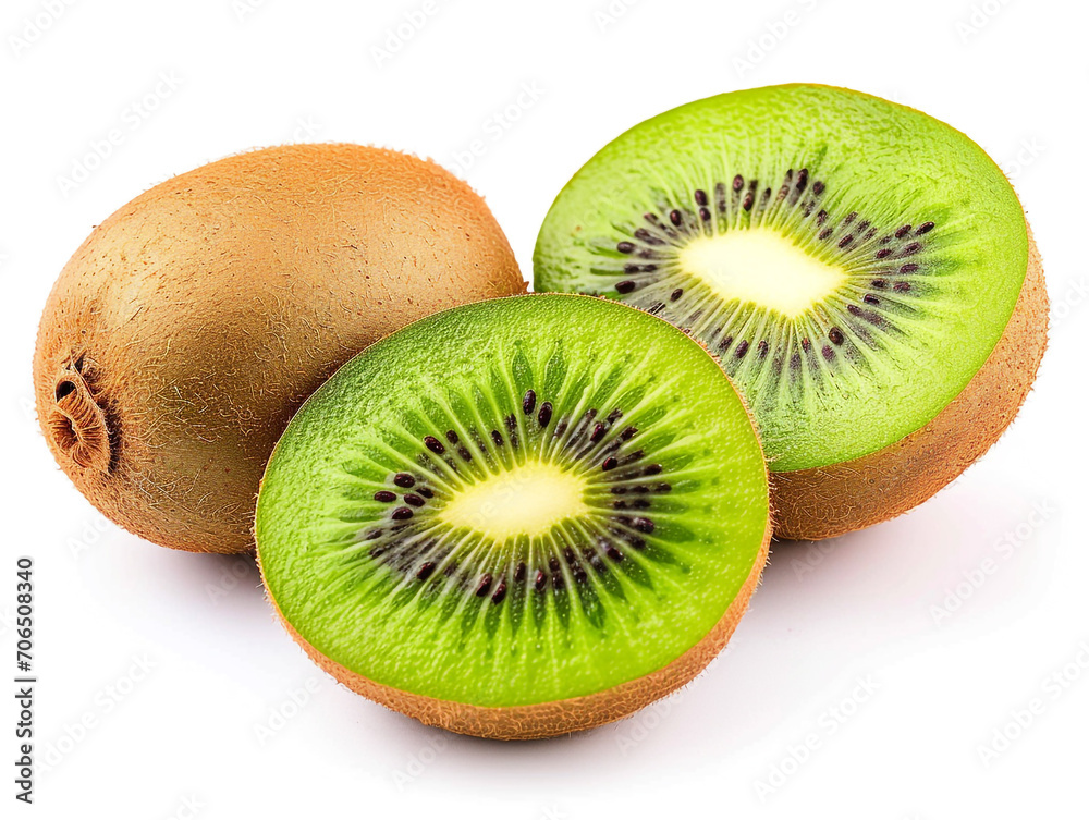 Fresh kiwi fruits isolated on white background. Minimalist style. Fresh kiwi fruits isolated on white background. Minimalist style.