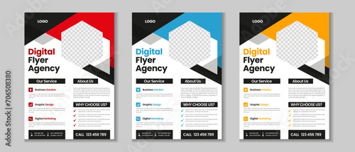 A4 business flyer template design, corporate brochure, marketing flyer, advertising flyer template design with mockup