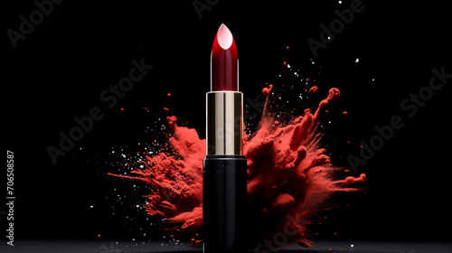 Vibrant Red Lipstick Beauty for High-Quality Cosmetic Branding