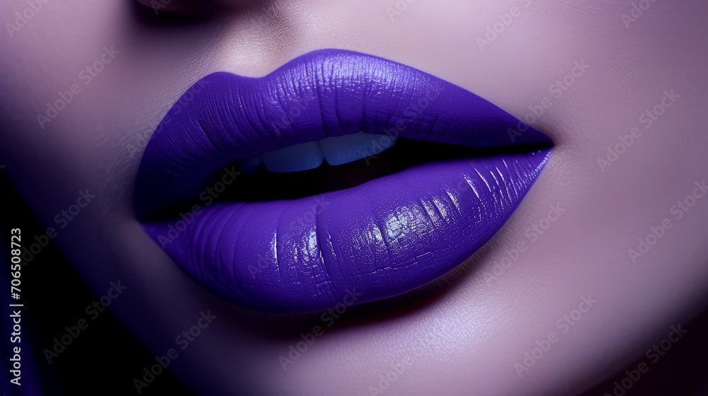 Elegance in Purple: Commercial Photo of Lips with Vibrant Lipstick Elegance in Purple: Commercial Photo of Lips with Vibrant Lipstick