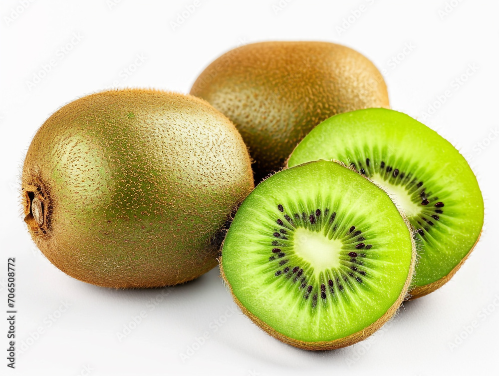 Fresh kiwi fruits isolated on white background. Minimalist style. Fresh kiwi fruits isolated on white background. Minimalist style.