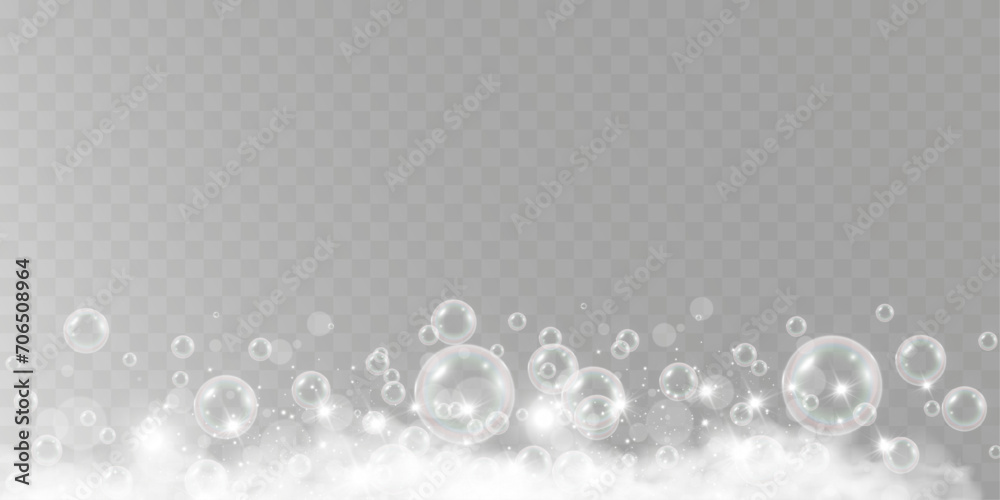 Air bubbles.Soap foam vector illustration on a transparent background.	
 - obrazy, fototapety, plakaty 