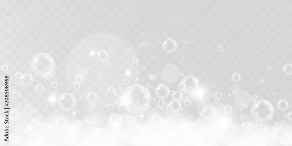 Air bubbles.Soap foam vector illustration on a transparent background.	
 - obrazy, fototapety, plakaty 
