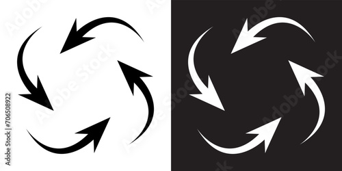 Repeat icon vector. Recycle icon sign symbol in trendy flat style. Rotation vector icon illustration isolated on white and black background