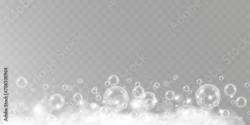 Air bubbles.Soap foam vector illustration on a transparent background.	

