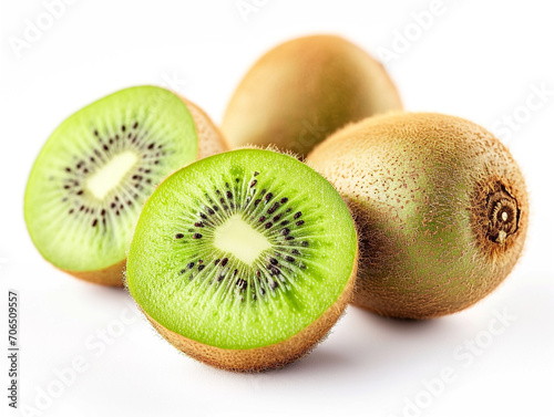 Fresh kiwi fruits isolated on white background. Minimalist style.