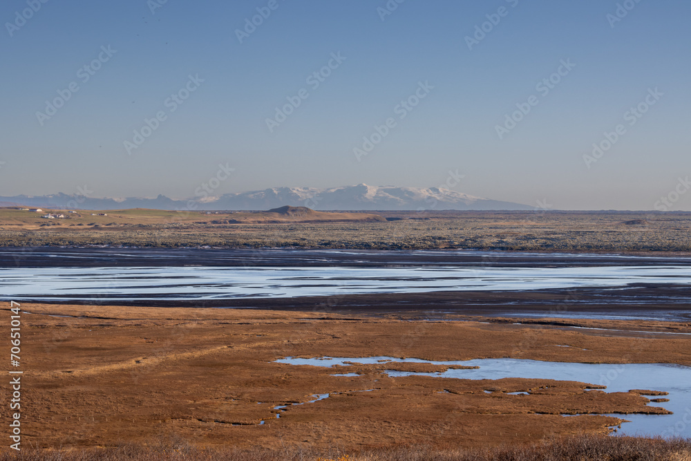 Autumn country with a river, south Iceland Autumn country with a river, south Iceland