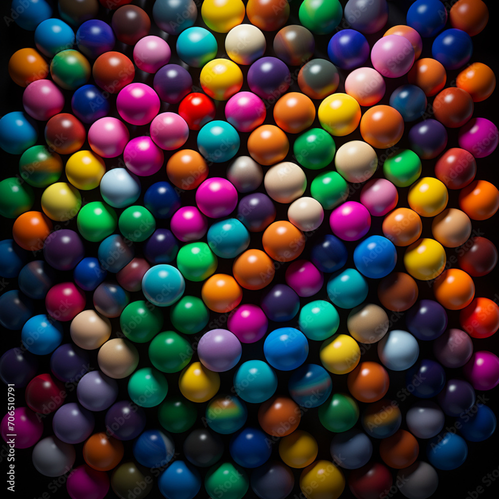 Fondo con detalle y textura de multitud de bolas de diferentes colores con reflejos de luz Fondo con detalle y textura de multitud de bolas de diferentes colores con reflejos de luz